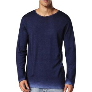 Men's Wool Navy Blue Long Sleeve Shirt